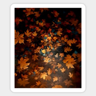 Fall / Autumn Leaves 2: My Favorite Time of the Year on a Dark Background Sticker